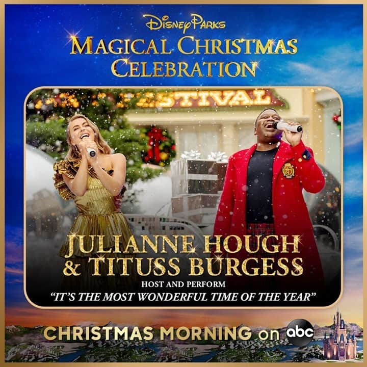 アメリカン・ブロードキャスティング・カンパニーのインスタグラム：「Hosts @juleshough and @instatituss are bringing the holiday magic and spirit with the Disney Parks Magical Christmas Celebration at @WaltDisneyWorld in ONE WEEK! #DisneyChristmasCelebration」