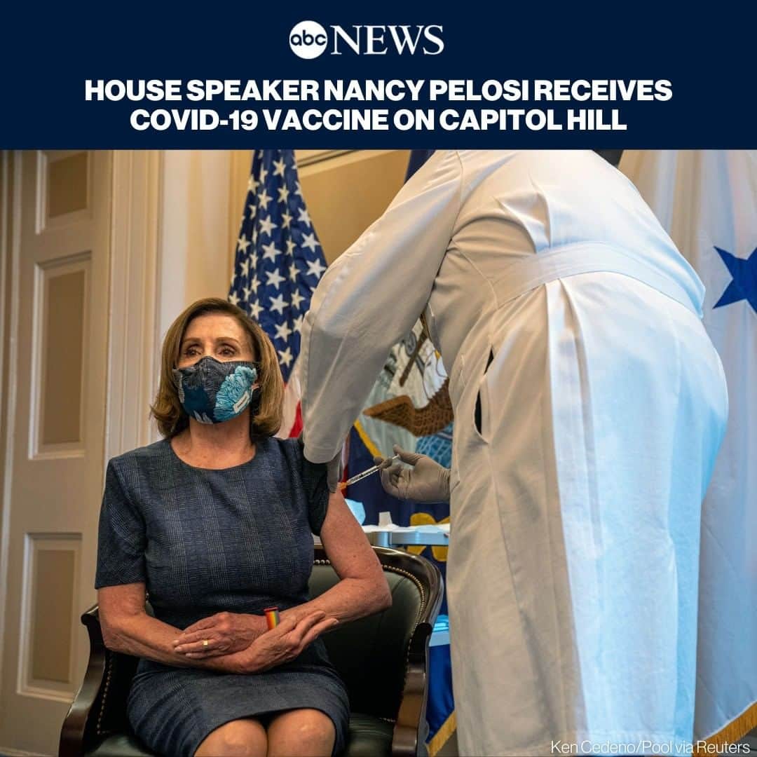 ABC Newsさんのインスタグラム写真 - (ABC NewsInstagram)「NEW: House Speaker Nancy Pelosi was vaccinated against COVID-19 on Capitol Hill, according to a spokesman. Tap link in bio for live updates. #nancypelosi #covid19 #coronavirus #pandemic #publichealth #vaccine」12月19日 3時04分 - abcnews