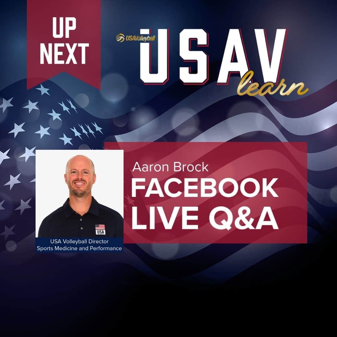 USA Volleyballさんのインスタグラム写真 - (USA VolleyballInstagram)「Later today, join us on the USAV Facebook at 2pm PT for a #USAVlearn Live Q&A with USA Volleyball Director of Sports Medicine and Performance Aaron Brock! He will talk about his role with USAV, preparing for Tokyo 2021, share tips for athletes getting back to volleyball and more!  Got questions for Aaron? Drop them in the comments and tune in later today!」12月19日 4時00分 - usavolleyball