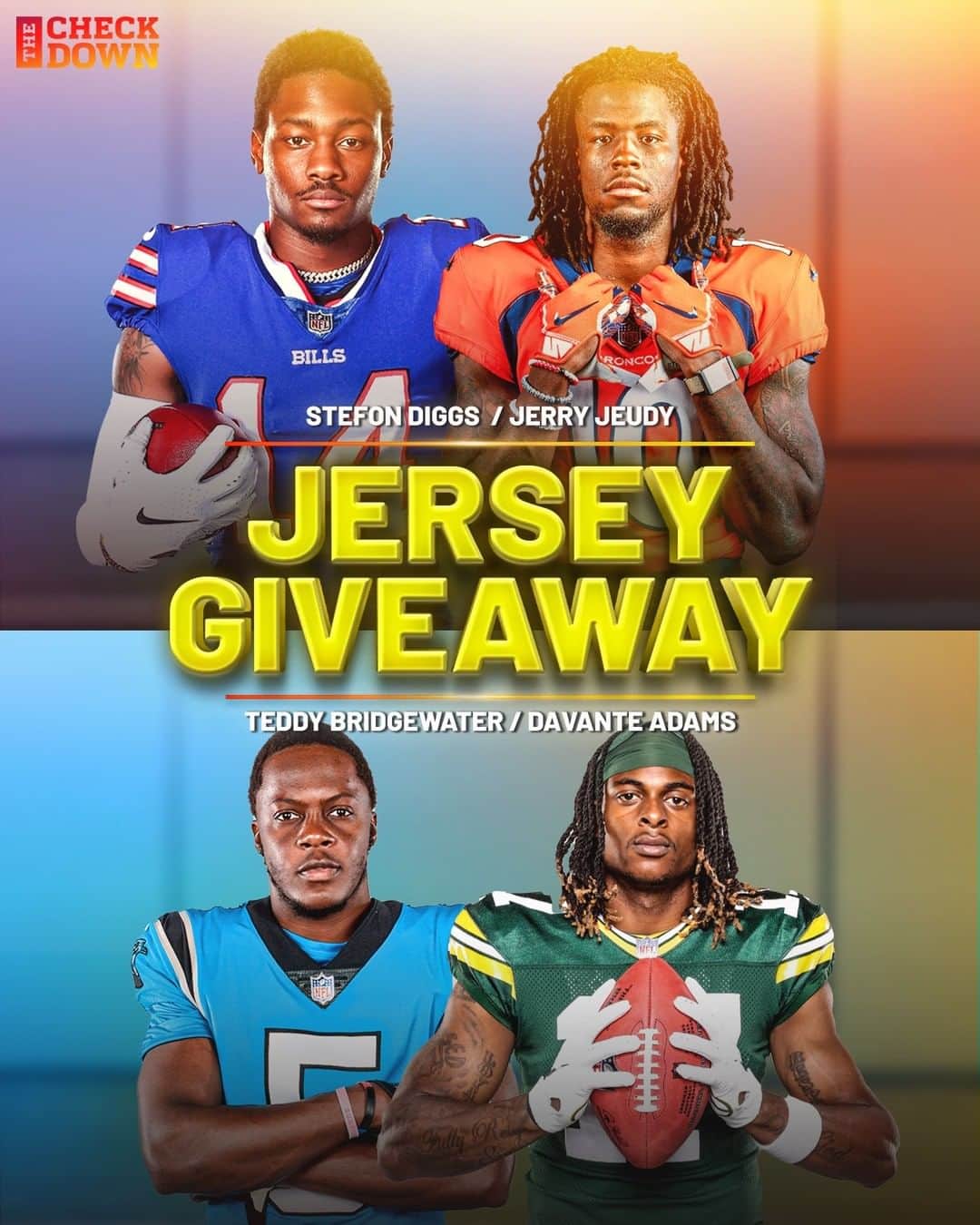 NFLさんのインスタグラム写真 - (NFLInstagram)「Head over to @thecheckdown to see how you can win one of these players jerseys! 🔥  These jerseys and more @officialnflshop.」12月19日 4時00分 - nfl