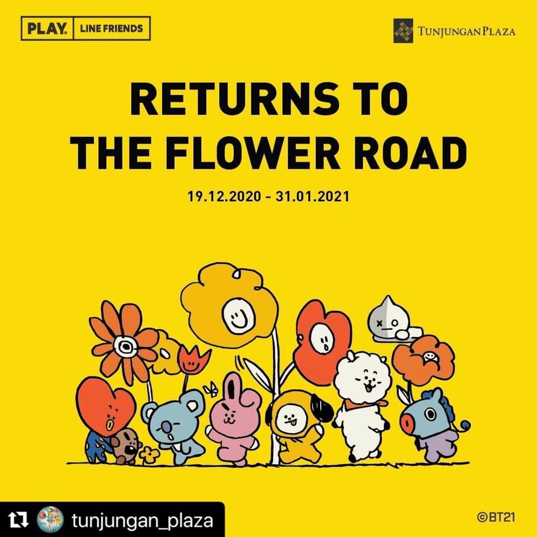 BT21 Stars of tomorrow, UNIVERSTAR!さんのインスタグラム写真 - (BT21 Stars of tomorrow, UNIVERSTAR!Instagram)「Today is the day! PLAY LINE FRIENDS: RETURNS TO THE FLOWER ROAD is happening now at Tunjungan Plaza. So come over, take lots of photos, grab the merchandise, and share your fun with the loved ones!  PLAY LINE FRIENDS Pop Up Store & Exhibition 19 December 2020-31 January 2021 Atrium TP6 level 2 . . #TunjunganPlaza #BT21 #KOYA #RJ #SHOOKY #MANG #CHIMMY #TATA #COOKY #VAN #PLAYLINEFRIENDS #PLAYLINEFRIENDSINDONESIA . Mekanisme antrian:  1.	Antrian customer akan mulai dibuka pukul 11.00 WIB di Atrium Tunjungan Plaza 6 lantai 2.  2.	Jumlah antrian customer max. 50 orang per sesi dengan durasi 15 menit. Dilanjutkan ke area pop-up store maksimal 50 orang per sesi dengan durasi 15 menit.  3.	Setiap customer akan diberi stiker antrian, dan stiker tidak boleh hilang. Jika hilang customer harus mengulang antrian dari awal dan mengambil nomor stiker antrian baru.  4.	Stiker antrian tidak dikembalikan tetapi dibuang pada saat customer keluar area PLAY LINE FRIENDS exhibition.  5.	Tidak diperbolehkan makan dan minum di dalam area exhibition  6.	Wajib mematuhi protokol kesehatan selama di area exhibition  7.	Customer hanya diizinkan untuk meninggalkan jalur antrian jika hendak ke toilet dengan menginformasikan pihak penyelenggara.  8.	Pihak penyelenggara akan memberikan instruksi antrian kepada customer dengan melihat kondisi antrian.  9.	Di area PLAY LINE FRIENDS: RETURNS TO THE FLOWER ROAD customer tidak diperbolehkan untuk menyentuh, memegang, merusak patung dan seluruh properti yang ada di area exhibition. Apabila ada kerusakan di area exhibition maka customer harus bertanggung jawab atas segala kerusakan dan hal-hal lain yang terjadi karena kelalaian customer.  10.	Special Fast Track untuk 30 org/jam di setiap sesi khusus Member PG Card yang sudah melakukan pembelanjaan di All Tenant Tunjungan Plaza dengan min. belanja Rp 500.000 & menunjukkan Struk Redeem Point (PG Card).  11.	Pihak penyelenggara akan memberikan informasi terkait batas waktu untuk berada dalam area exhibition.」12月19日 14時00分 - bt21_official