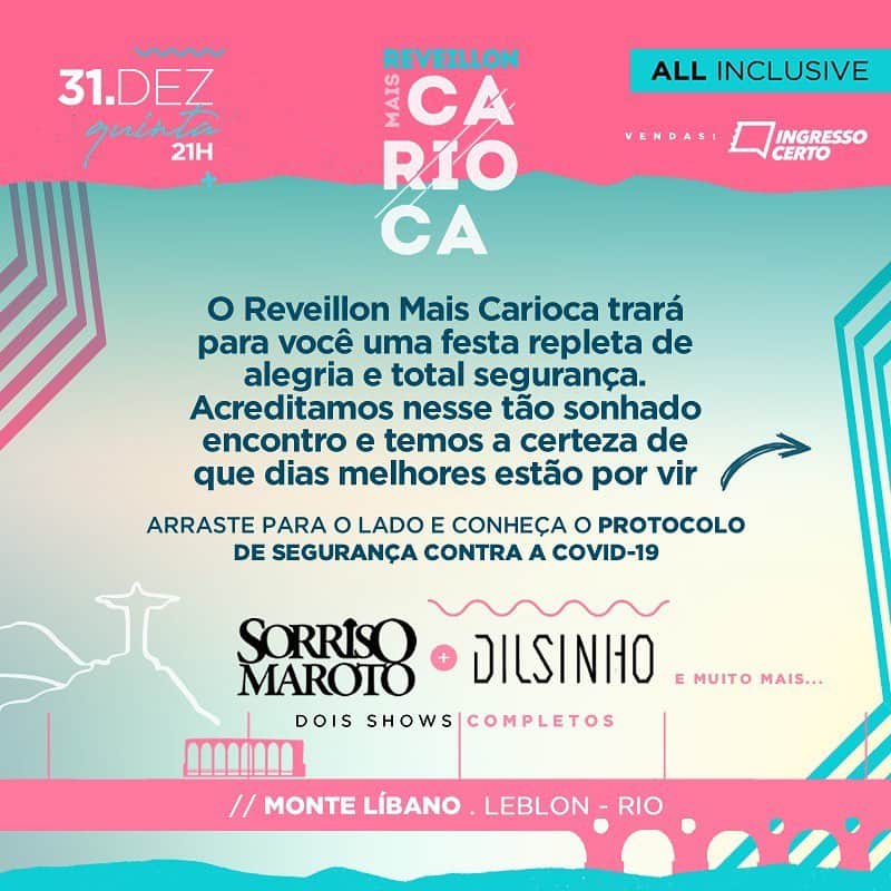 Sorriso Marotoさんのインスタグラム写真 - (Sorriso MarotoInstagram)「Alô, Rioo! Que tal entrar em 2021 curtindo a gente e @dilsinho em dois shows completos? Dia 31/DEZ tem o "Reveillón Mais Carioca" no Monte Líbano com todos os protocolos de segurança, All Inclusive, DJ's em 2 pistas simultâneas e, claro, muito pagode, né? 😀 Garanta já o seu antes que esgote, hein! (Link nos stories)」12月19日 6時09分 - sorrisomaroto
