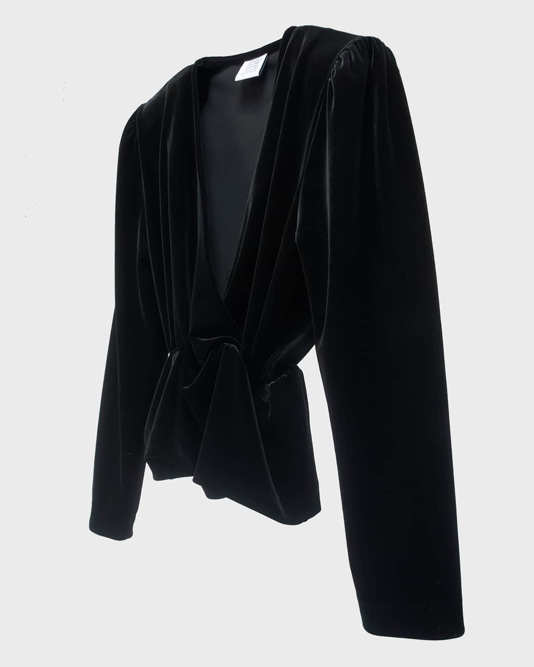 エルエヌシーシーのインスタグラム：「Casting off thematic collections, lateral-thinking brand Vetements continues to create elevated seasonless offerings like the Velvet Wrap Blouse featuring a peplum waist. @vetements_official」