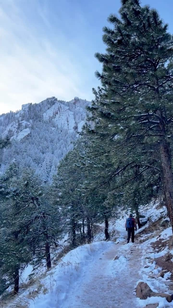 Nicole Mejiaのインスタグラム：「Moments from a hike at Chautauqua Park in Boulder, CO.   I’ve been getting questions about places in CO I recommend. I’m definitely not as oriented as a native but I’ll be sharing the places I’ve enjoyed thus far.  This is an easy first. There are at least a dozen trail heads and many offer a unique experience.   You want a challenging climb? Summit Green Mountain.  You want to experience red rocks and stunning views? Climb up to the Royal Arch or Flat Irons.  You want a gorgeous moderate/easy trek through pine forests? Take the Mesa Trail and any of the trails that it opens up into.  You want to experience a mix of it all with a snow melt stream? Go to Gregory Canyon.  This park does get pretty packed as it’s a 5-minute drive from downtown Boulder. I recommend you go early to get parking and so you find silence in the forests. 🌲🧝🏽‍♀️👣」