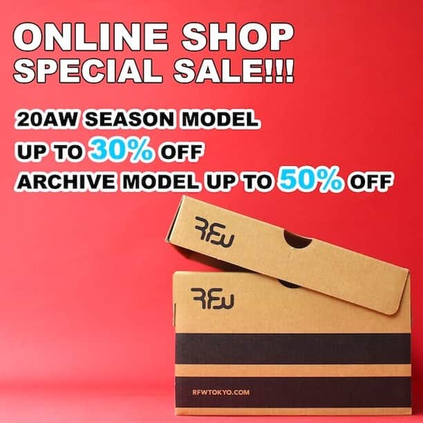 のインスタグラム：「【ONLINE SHOP INFORMATION】  ONLINE SHOP SPECIAL SALE!!!  2020年12月1日よりオンラインショップで新作を含むスペシャルセールが開催中！  2020年秋冬の最新モデルが30%OFFに!!! アーカイブモデルの一部はサイズ欠けなど訳あり商品のため、MAX50%OFFのお求め易いプライスになりました！ ※セール対象はRFWの商品に限ります。 ※一部セール対象外の商品もございます。  この機会に是非ご利用ください！  ONLINE SHOP  http://www.rhythmtokyo.com/  www.rfwtokyo.com  #rfw #rfwtokyo #footwear #sneaker #sneakers #kicks #instashoes #instakicks #sneakerhead #sneakerheads #nicekicks #sneakerfreak #kickstagram #2020aw #autumn #winter #renewal #tokyo #rpm #rhythmprimarymarket #sale」