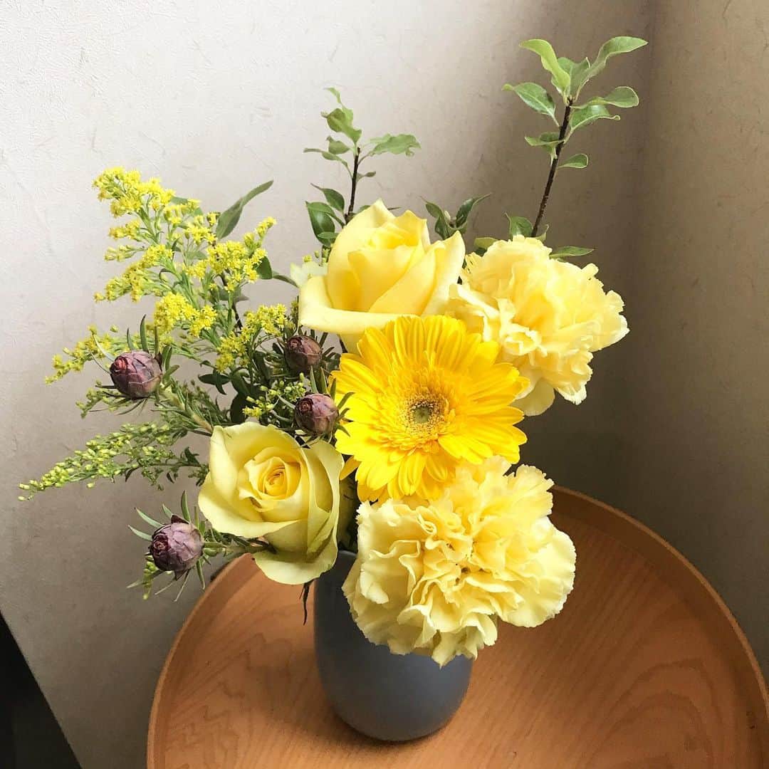 福田葉子さんのインスタグラム写真 - (福田葉子Instagram)「急に冬らしい寒さになりましたね。つい黄色を手に取ってしまうのは疲れているからなのだろうか…。花や植物に触れると元気になりますよね。今週のお花です。 #flowers #yellow #fresh #power #green #お花　#黄色　#花のある暮らし」11月25日 16時59分 - yoyoyokoko