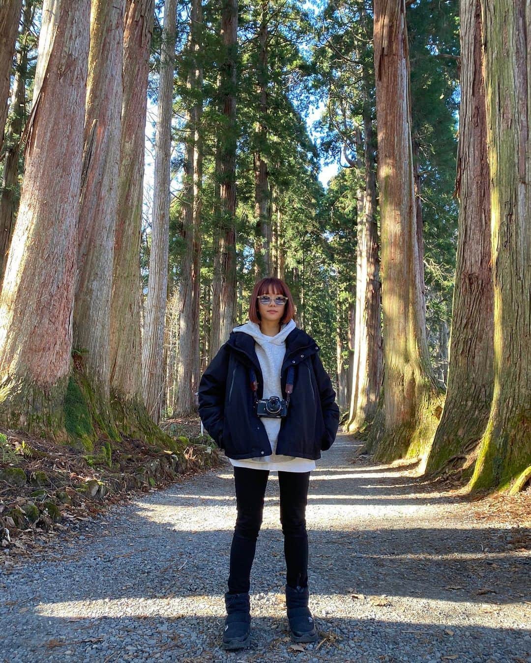 Aya（高本彩）さんのインスタグラム写真 - (Aya（高本彩）Instagram)「神話の聖地として知られている戸隠神社⛩ あり吉が絶対行こうね！と、連れて行ってくれました！ 杉並木がずらーーーーっと続く一本道は本当にパワーが溢れていて、素晴らしかったです。  長野めちゃくちゃ寒かったんですが @wcjapan のダウンが暖かすぎて汗かきました笑  @wakatsukichinatsu ちゃんありがとー♡  #長野#戸隠神社#次回は雪が降ってる日にいきます#長野は毎年行くことに決定」11月25日 19時49分 - aya_dream04