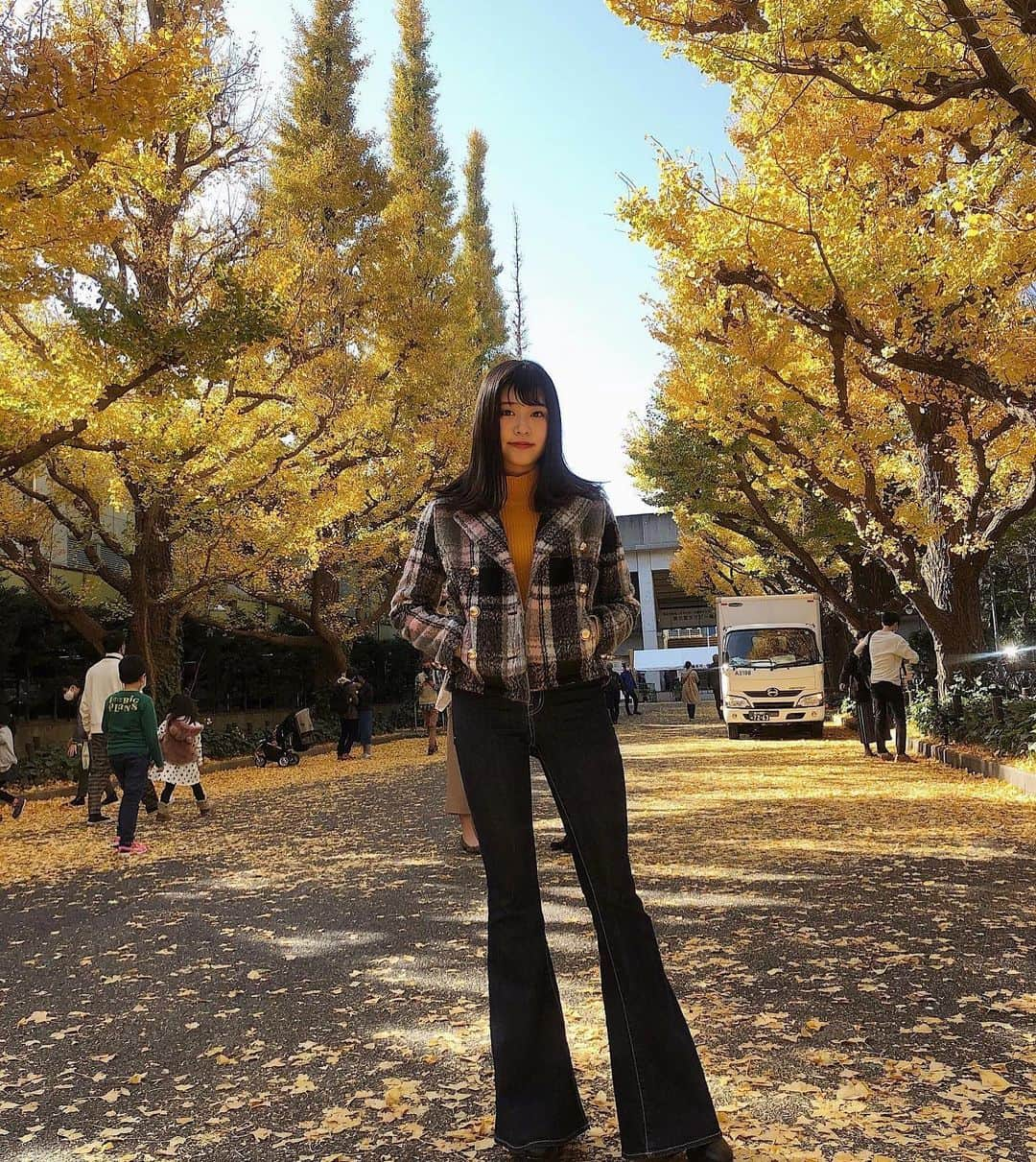 朝日奈芙季さんのインスタグラム写真 - (朝日奈芙季Instagram)「いちょう並木🍂🍁🌾﻿ ﻿ ﻿ ここは！銀杏の絨毯や〜〜笑﻿ ﻿ ﻿ もう街はクリスマスムードだけど、﻿ 秋を少しだけ感じてきたよ🐥﻿ ﻿ ﻿ どこを見ても黄色がたくさんで...！﻿ 目が喜んでおりました😽﻿」11月25日 20時15分 - fuki_asahina_official