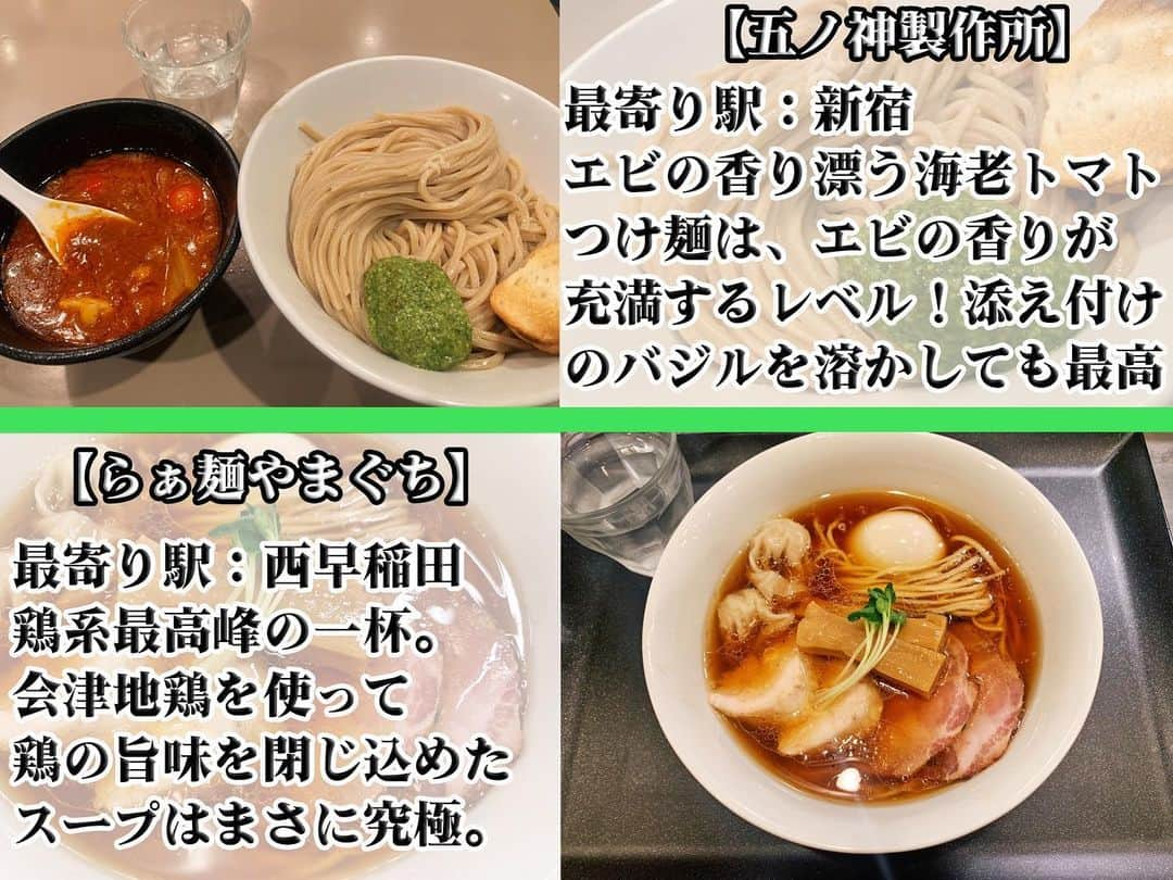 唯一無二の絶品グルメさんのインスタグラム写真 - (唯一無二の絶品グルメInstagram)「東京の絶品ラーメンをまとめました！！ つけ麺も入っています！  東京に進出した「新潟5大ラーメン」や、海老の香りが充満するつけ麺、究極の鶏系スープがたまらない一杯などラーメン好きを唸らせる一杯を厳選しています！  ラーメン巡りの参考にぜひ！！  #ラーメン大好き #つけ麺 #東京グルメ #東京ランチ #新宿グルメ #新宿ランチ #秋葉原グルメ #秋葉原ランチ」11月25日 20時09分 - muni_gurume_japan