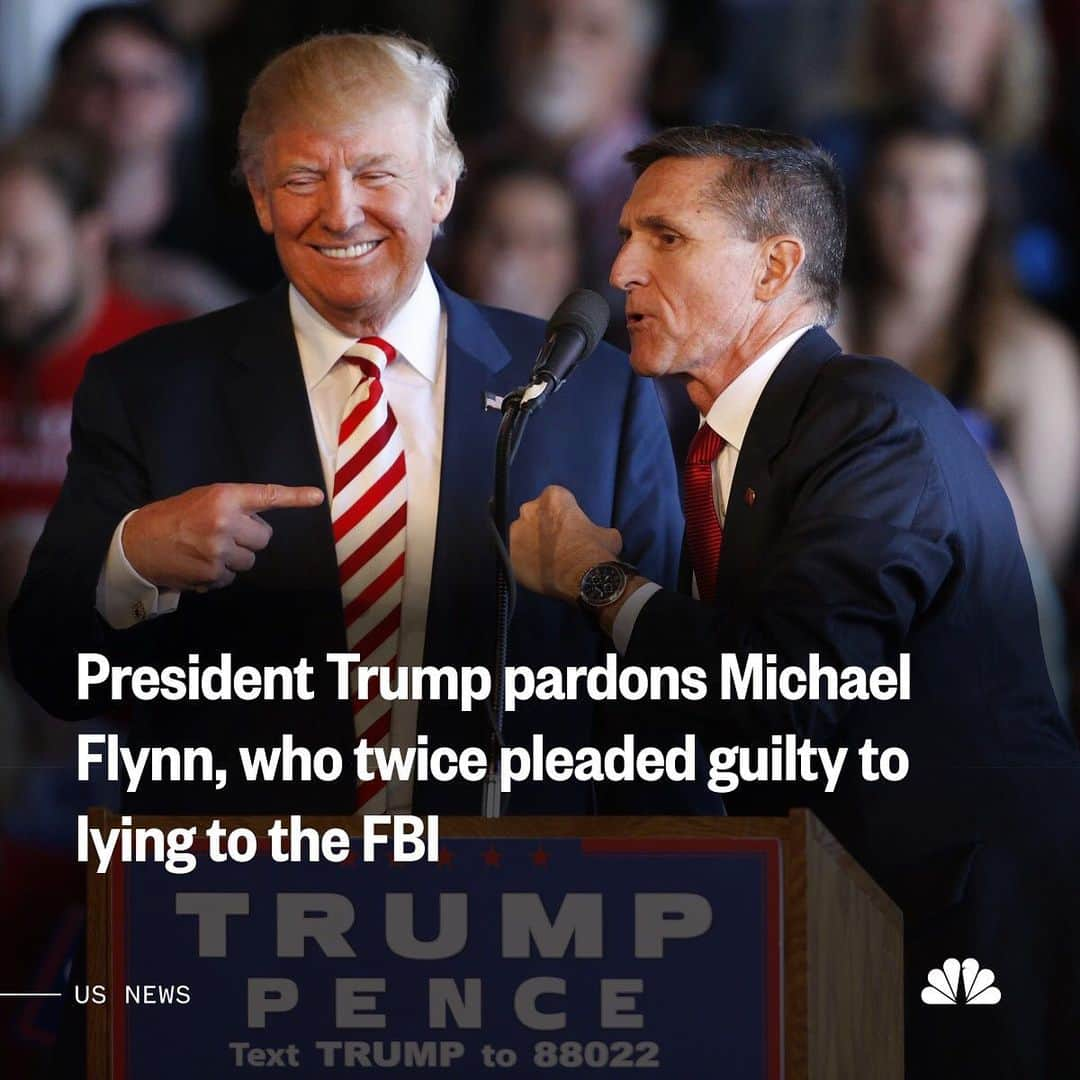 NBC Newsさんのインスタグラム写真 - (NBC NewsInstagram)「BREAKING: President Trump grants full pardon to Michael Flynn, his former national security adviser who pleaded guilty in 2017 to lying to the FBI as part of its investigation into Russian interference in the 2016 election. More at the link in our bio.  📷 George Frey / @gettyimages」11月26日 6時23分 - nbcnews