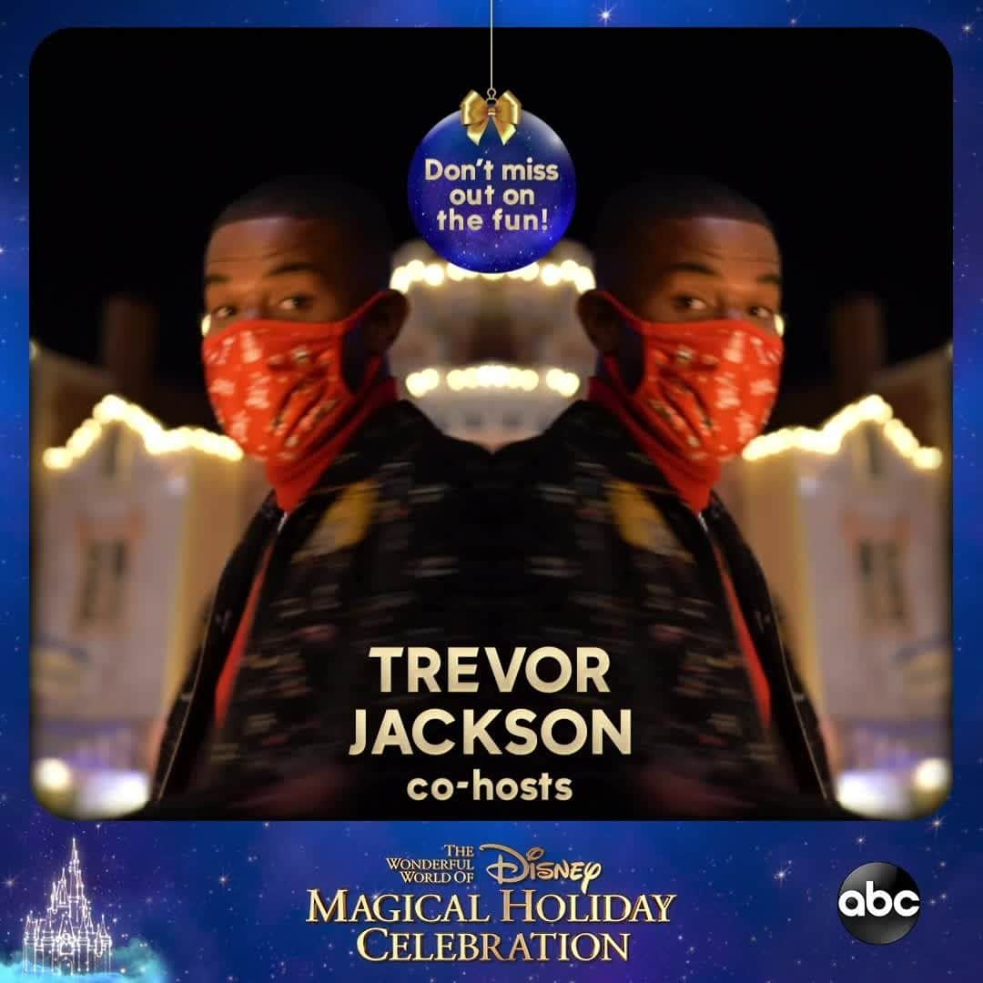 アメリカン・ブロードキャスティング・カンパニーのインスタグラム：「@freeform's @trevorjackson5 is ready to make the season bright as he co-hosts #DisneyHolidayCelebration from @waltdisneyworld tomorrow at 9|8c on ABC!」