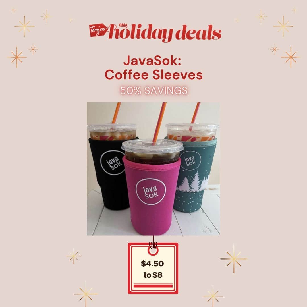 Good Morning Americaさんのインスタグラム写真 - (Good Morning AmericaInstagram)「The JavaSok eco-friendly reusable cup sleeves keep iced drinks colder longer and protect your hands from hot drinks better than single-use cardboard sleeves. Get them for 50% off at our link in bio! #sale #shop #deal #coffeesleeves #gmadeals #blackfriday」11月25日 23時00分 - goodmorningamerica