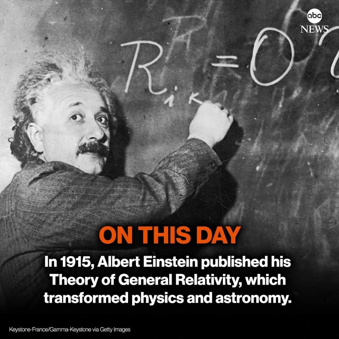 ABC Newsさんのインスタグラム写真 - (ABC NewsInstagram)「ON THIS DAY: In 1915, theoretical physicist Albert Einstein published his Theory of General Relativity, which transformed physics and astronomy. #einstein #theoryofrelativity」11月25日 23時00分 - abcnews