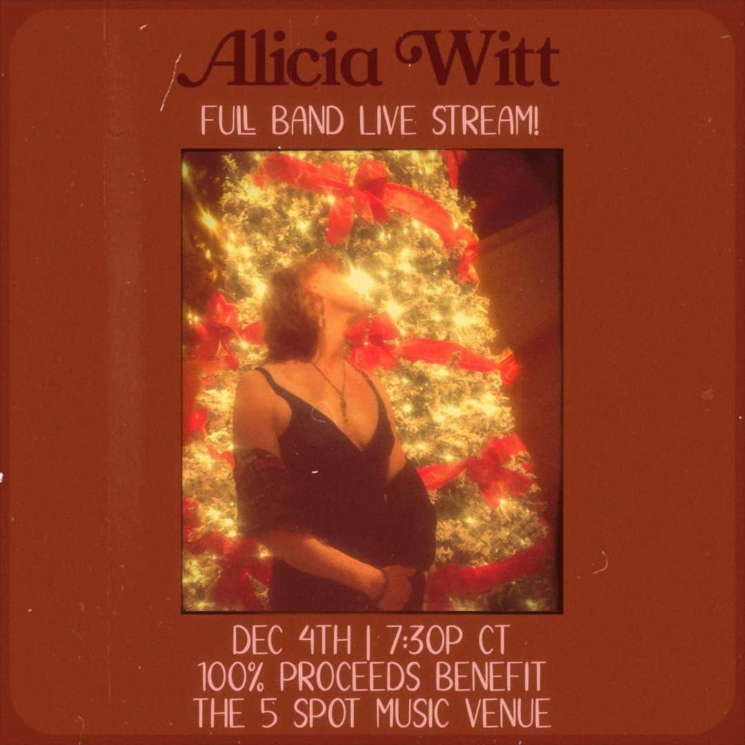 アリシア・ウィットさんのインスタグラム写真 - (アリシア・ウィットInstagram)「friends! i am so proud to play a live streaming, full band, christmas themed show on @stageit to help one of my favorite venues stay afloat. we’ll be performing for you live from the beautiful stage at @the5spotnashville, dec 4, 8:30 EST, 7:30 C. tickets are pay what you wish - link in my bio. i am donating 100% of my proceeds to the 5 Spot - a beloved mainstay of our neighborhood in #eastnashville, and one that we need to keep around for a long, long time. #keepmusiclive #musiccity #the5spot」11月26日 0時04分 - aliciawitty