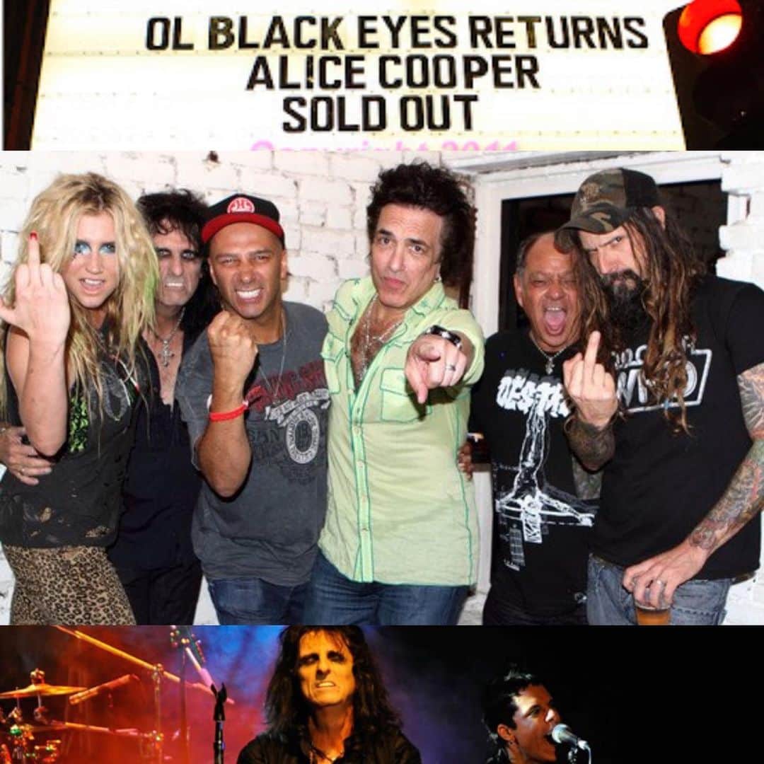 ロブ・ゾンビのインスタグラム：「2011 backstage at the Alice Cooper gig at the Whiskey A Go-Go in Hollywood. #alicecooper #robzombie #paulstanley #cheechmarin #tommorello #Kesha #whiskeyagogo #hollywood」