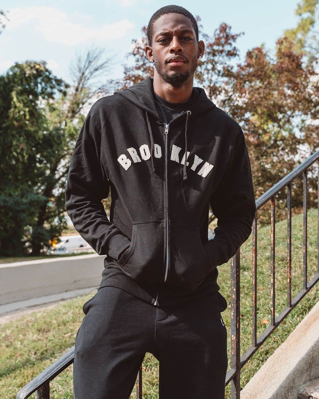のインスタグラム：「Tish in the Captain Zip Up and the Industry Sweatpant.  25% Off site wide. Shop early-- Some styles may not last the weekend! #brooklynindustries #liveworkcreate」