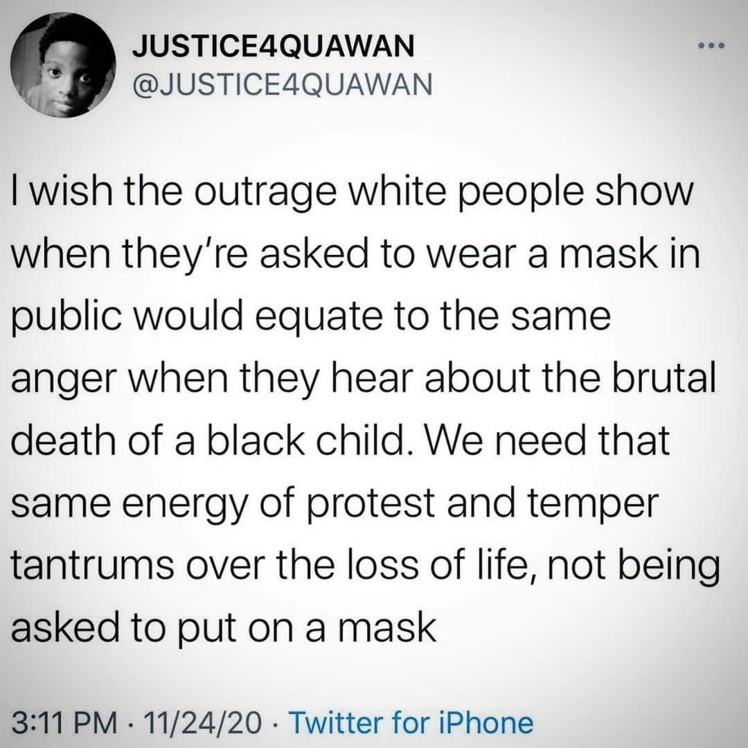 アンナ・パキンさんのインスタグラム写真 - (アンナ・パキンInstagram)「#Repost @justiceforquawancharles ・・・ can you imagine the privilege one has when most violated they’ve ever felt is being asked to wear a mask? Imagine if white people put the same energy they do into fighting a request to wear a mask into trying to dismantle systemic racism #justiceforquawan 🙏🏾」11月26日 1時28分 - _annapaquin