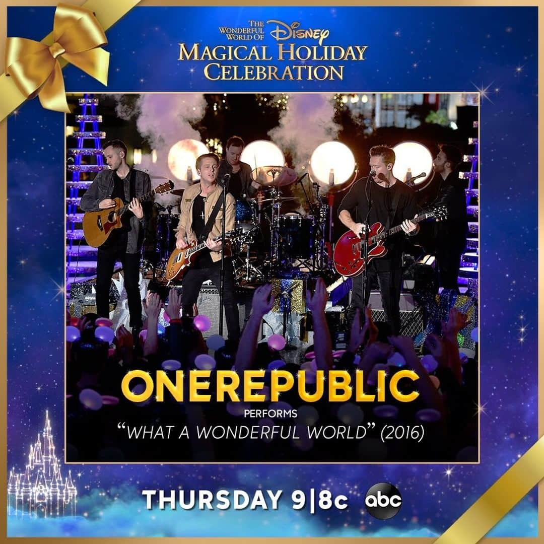 OneRepublicさんのインスタグラム写真 - (OneRepublicInstagram)「Join us on Thanksgiving Night at 9|8c on @abcnetwork as we take a look back at our performance in the Wonderful World of Disney: Magical Holiday Celebration! #DisneyHolidayCelebration」11月26日 2時00分 - onerepublic