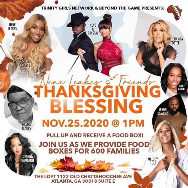 ネネ・リークスのインスタグラム：「600 AMAZING food boxes with whole chicken, whole Turkey, eggs, cheese, fresh veggies! No questions....pull up and get your box and go! WE LOVE YOU ATLANTA」