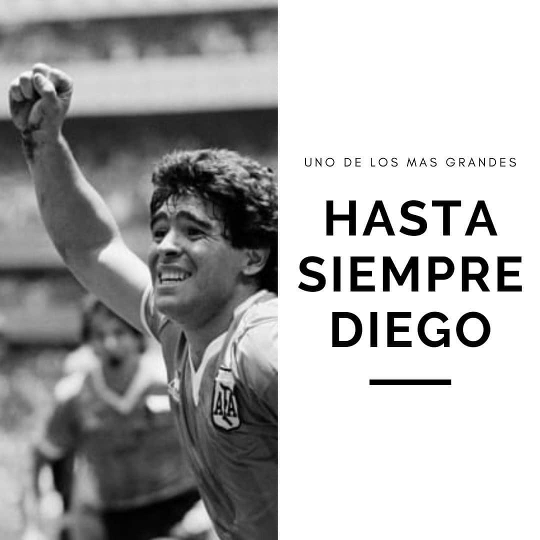 ミゲル・ラジュンのインスタグラム：「Levantaste la copa del mundo en nuestro país, hacías magia con la pelota, fuiste un genio y uno de los mejores del fútbol, GRACIAS POR TODO.  Descanse en Paz Diego Armando Maradona. 😞🙏🏻  ¿Que jugada de Maradona es la que más recuerdan?」