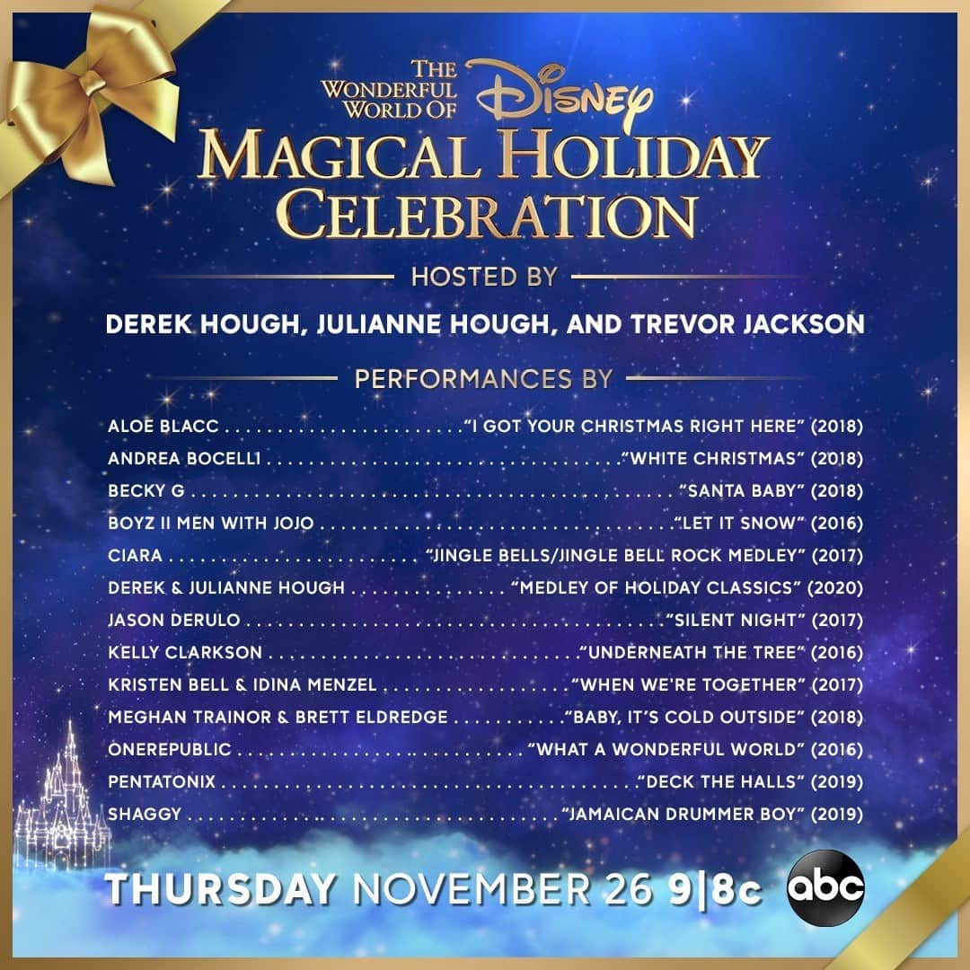 アメリカン・ブロードキャスティング・カンパニーのインスタグラム：「Join us as we look back at some magical memories that are worth melting for! Don’t miss the Wonderful World of Disney: Magical Holiday Celebration on ABC! #DisneyHolidayCelebration @waltdisneyworld」
