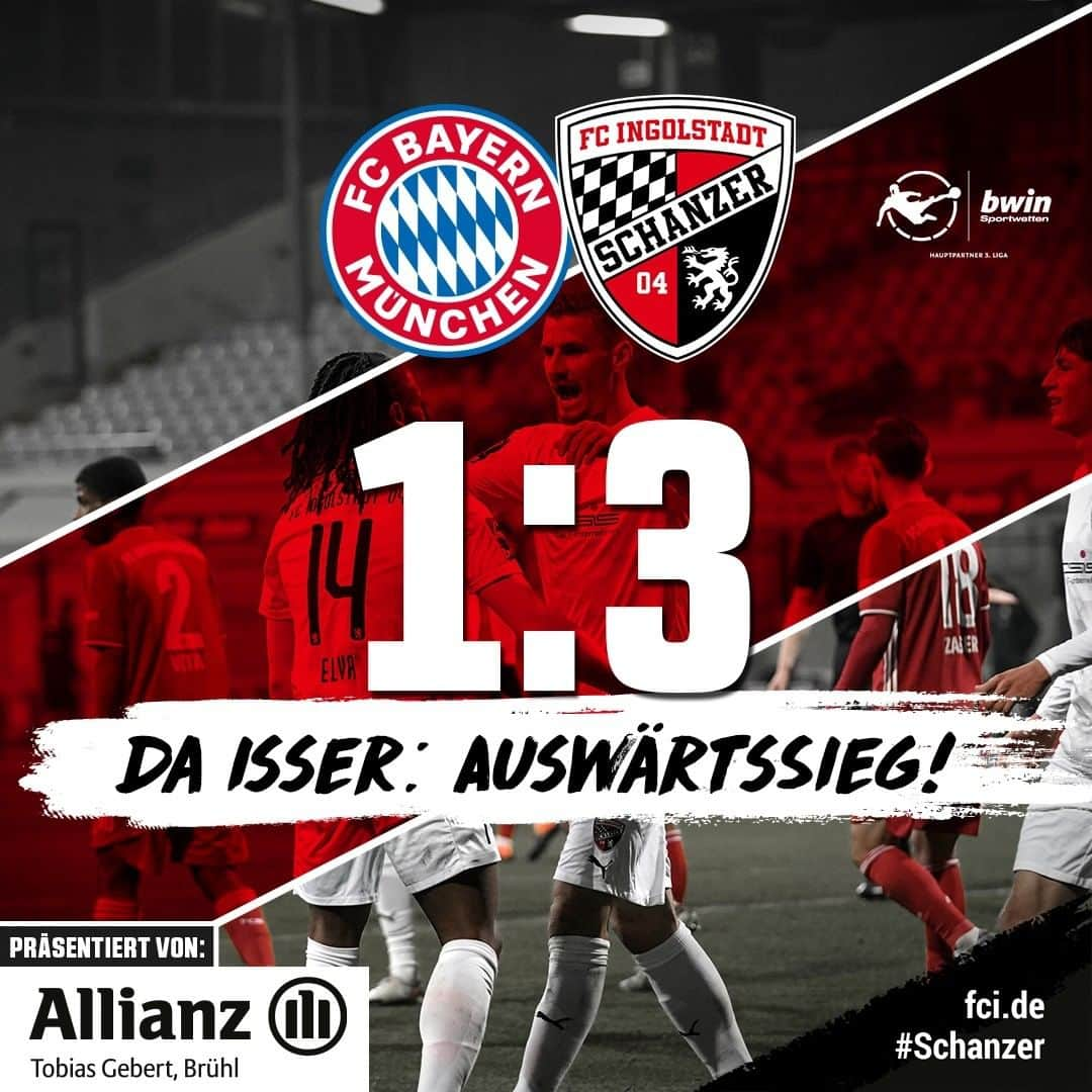 FCインゴルシュタット04さんのインスタグラム写真 - (FCインゴルシュタット04Instagram)「DAS DING GEDREHT‼️👏⚫️🔴 Unsere #Schanzer halten ganz stark zusammen & verdienen sich den nächsten Dreier 😍🤜🤛 ___ Die Joker @dennis_yerai (73') & @maximilian_beister (90') stechen in Halbzeit 2! 🙌🙌 1. Auswärtssieg seit fast genau 2 Monaten & die 1. Heimniederlage des @fcbayern-Nachwuchs in diesem (!) Jahr. . . #schanzerdassindwir #Schanzerfürimmer #Ingolstadt #FCI #FCIngolstadt #3Liga #zeigtsuns #fu3ball #soccer #fussball #football #futbol #immerweiter #zamhoidn #Team #Auswärts #Grünwalder #grünwalderstadion #München #Munich #BayernMünchen #FCBayern #FCBayerncampus #Auswärtsspiel #Auswärtsfahrt #Oberbayern #FCBFCI #Auswärtssieg #Sieg」11月26日 4時56分 - dieschanzer