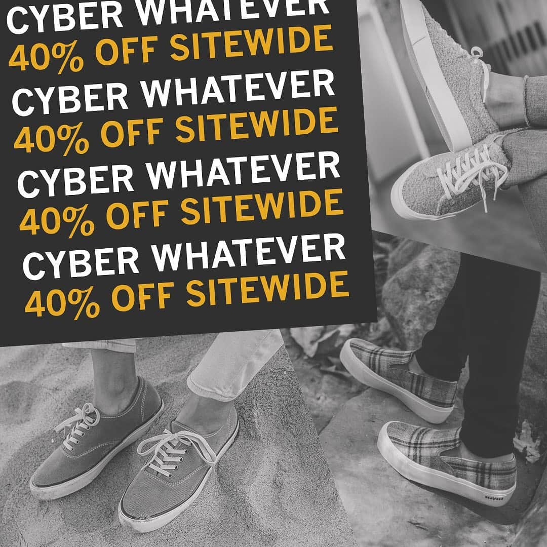シービーズのインスタグラム：「Today is the day. We’ve officially launched our Black Friday Sale. Enjoy 40% off footwear sitewide and at our flagship store 🥳 Use code CYBERWHATEVER at checkout.   #blackfridaysale #blackfriday #showupinseavees」