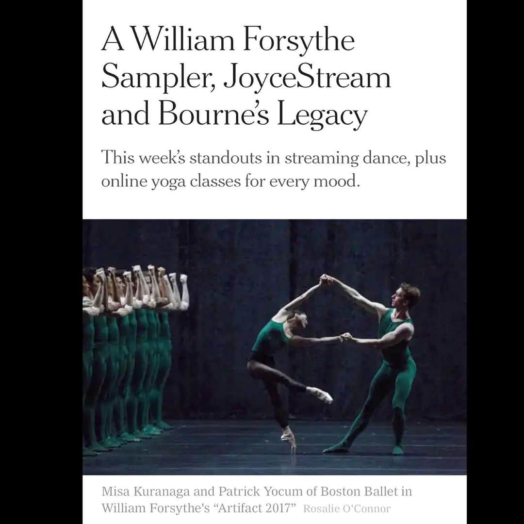 倉永美沙さんのインスタグラム写真 - (倉永美沙Instagram)「Today’s New York Times. Congratulation @william_forsythe_ 🌟 今日のニューヨークタイムズより。#ballet #ballerina #ballerinalife #happy #happiness #dance #art #幸せ #バレエ #バレリーナ #work #サンフランシスコ　#williamforsythe #newyorktimes #artifact」11月26日 6時07分 - misakuranaga