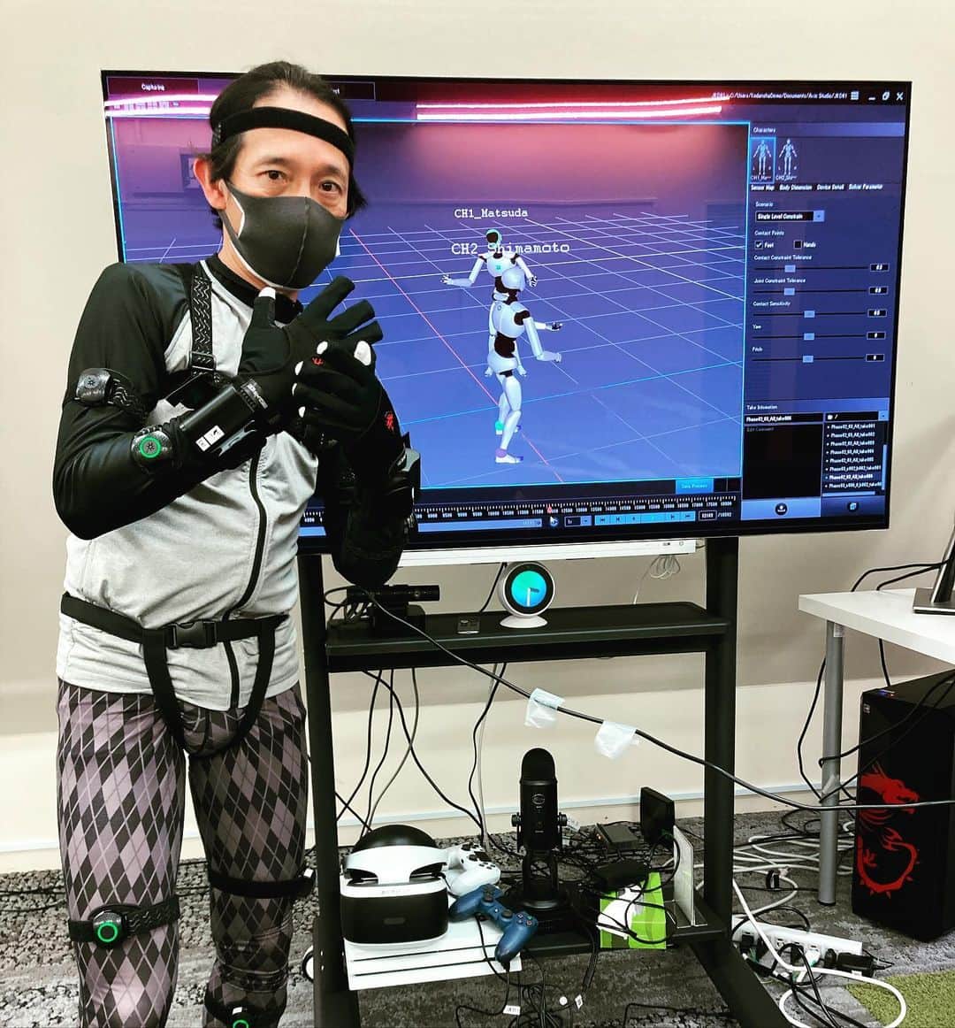 松田洋治のインスタグラム：「モーションキャプチャ 初体験。 VRソフトの中の人 になってみた。」