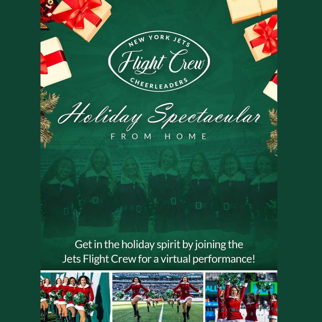 Jets Flight Crewのインスタグラム：「Get in the holiday spirit by joining the Jets Flight Crew for a virtual performance of their Holiday Spectacular!   To participate, follow the step-by-step video tutorial and submit a video of yourself, family or friends performing the routine! You'll have a chance to be featured in this year's performance, which will debut in December.  Videos must be submitted by Sunday, December 6th at 5pm and can include either the full routine or one of the segments. The videos can be filmed on either a computer or mobile device.」
