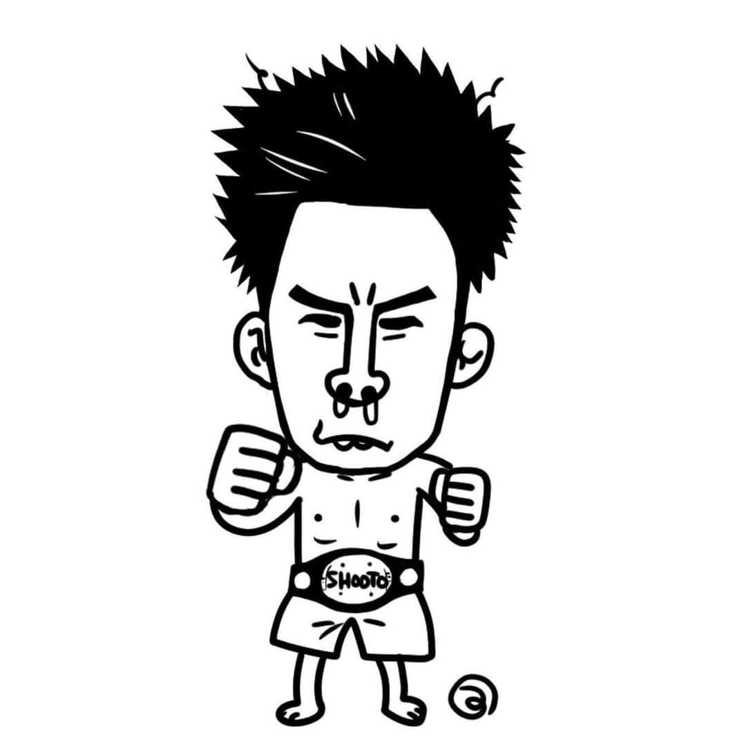 岡田遼さんのインスタグラム写真 - (岡田遼Instagram)「俺も絶対に修斗のチャンピオンになって、つの丸先生 @ge_ha_mob に似顔絵描いてもらうんだ！  とずいぶんと長い間密かに思っていたのでめちゃくちゃ嬉しい。 先生ありがとうございます。  #つの丸 #つの丸先生 #みどりのマキバオー #モンモンモン #THE #champions」11月26日 17時12分 - ryookada14