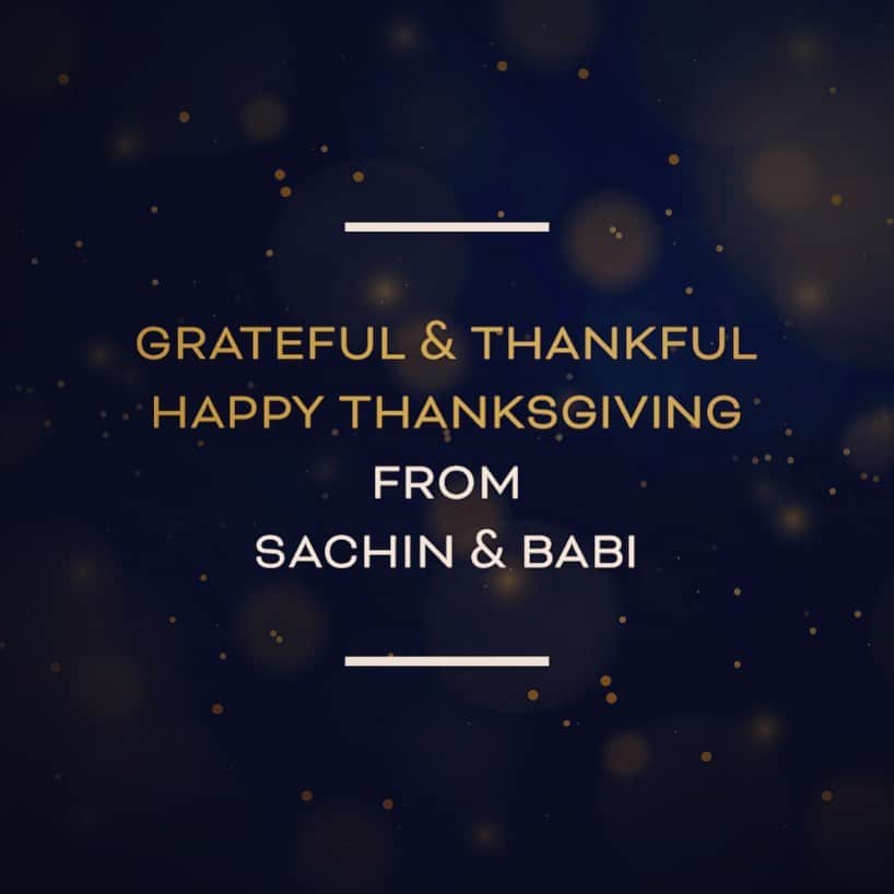 サッチン+バビのインスタグラム：「Wishing you and yours a warm and wonderful Thanksgiving. XX, Sachin&Babi」