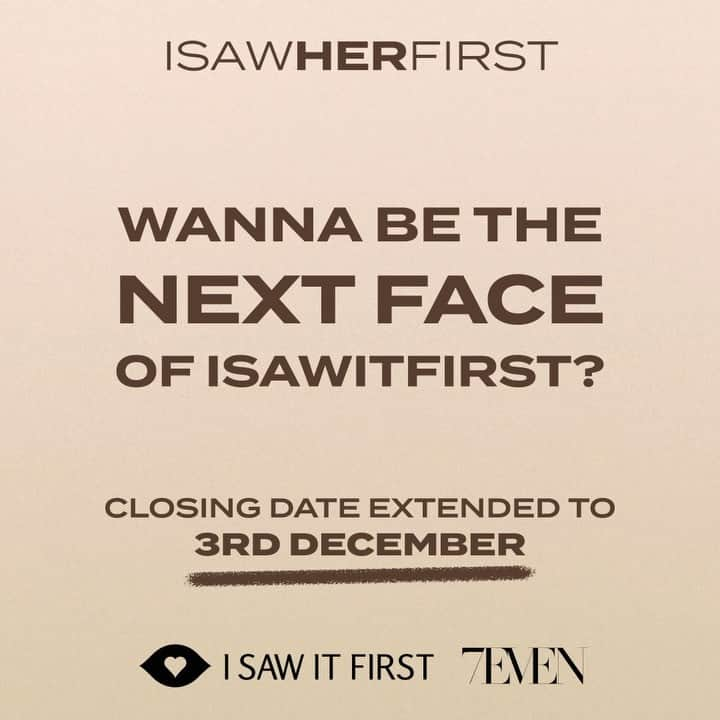 ユアアイズライのインスタグラム：「I SAW HER FIRST ✨ New Closing Date Guys!! 3rd December ✨ @isawitfirst」