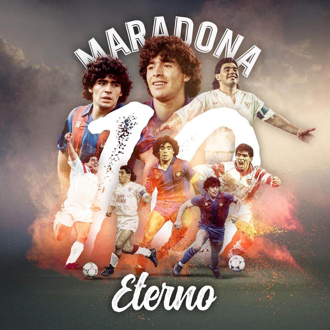 LFPさんのインスタグラム写真 - (LFPInstagram)「🇦🇷🔟 You are #LaLigaHistory, Maradona...   🇦🇷🔟 Te vas dejando un legado eterno, Maradona...   #Maradona #LaLiga #LaLigaSantander #Barça #SevillaFC」11月26日 18時00分 - laliga
