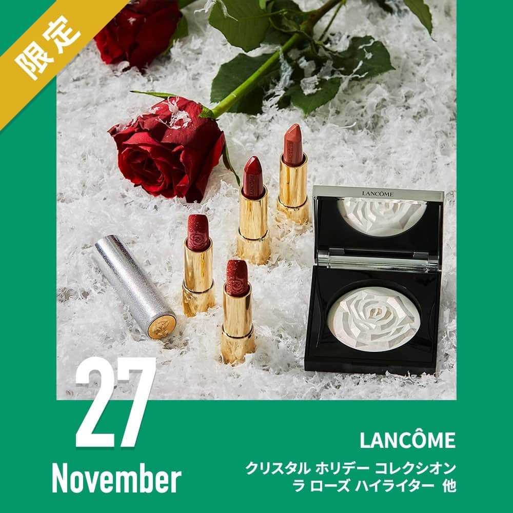 Lulucosさんのインスタグラム写真 - (LulucosInstagram)「11月27日発売のコスメは… ____ LANCÔME（@lancomeofficial） * クリスタルホリデーコレクシオン * ＊ラプソリュ ルージュ 全４色 4,000円＋税＜限定品＞ * ＊ラ ローズ ハイライター 1色 8,000円＋税＜限定品＞ ____  Editor's comment 「幻想的な雪の世界をイメージしたコレクションの言葉通り、繊細で儚くも美しいアイテムたちに一瞬で心を奪われました…🥺🌹❄️」 * * ココがPoint☝️ * 「ラプソリュ ルージュ」は特別な新ダズリングローズ仕様で限定登場。 「ラ ローズ ハイライター」は、雪のようなホワイトパウダーが艶やかでウェットな透明感を演出。 * *  #Lancome #ランコム #クリスタルホリデーコレクシオン #ラプソリュルージュ #ランコムリップ #ラローズハイライター #ハイライター #限定コスメ #ホリデーコレクション #ホリデーコレクション2020  #スウォッチ画像  #秋冬コスメ #秋冬コスメ2020 #コスメ垢 #美容垢 #ルルコス #lulucos」11月26日 20時02分 - lulucos_official