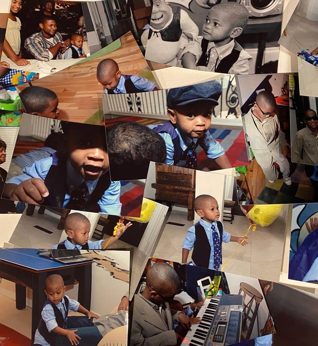 アッシャーのインスタグラム：「Always have been, always will be a Big Shot!! @act_up_g You wanna be grown...so fast!! Slow down...I love my lil man, and am missing those days one year at a time. Well there it is ... I’m 13 years older.😏...than you. I love you Kiddo...you are my favorite 13 year old in the world....thank you for not forgetting where you came from.☺️ You growing everyday into the young man I knew you had it in you to be. Here’s to another one. I love you til the end. #Dadbad」