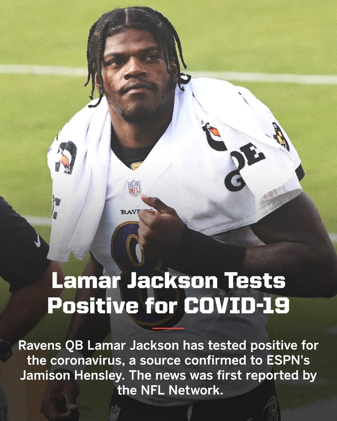 espnさんのインスタグラム写真 - (espnInstagram)「Lamar Jackson is the latest in a number of positive cases affecting the team.」11月27日 10時43分 - espn