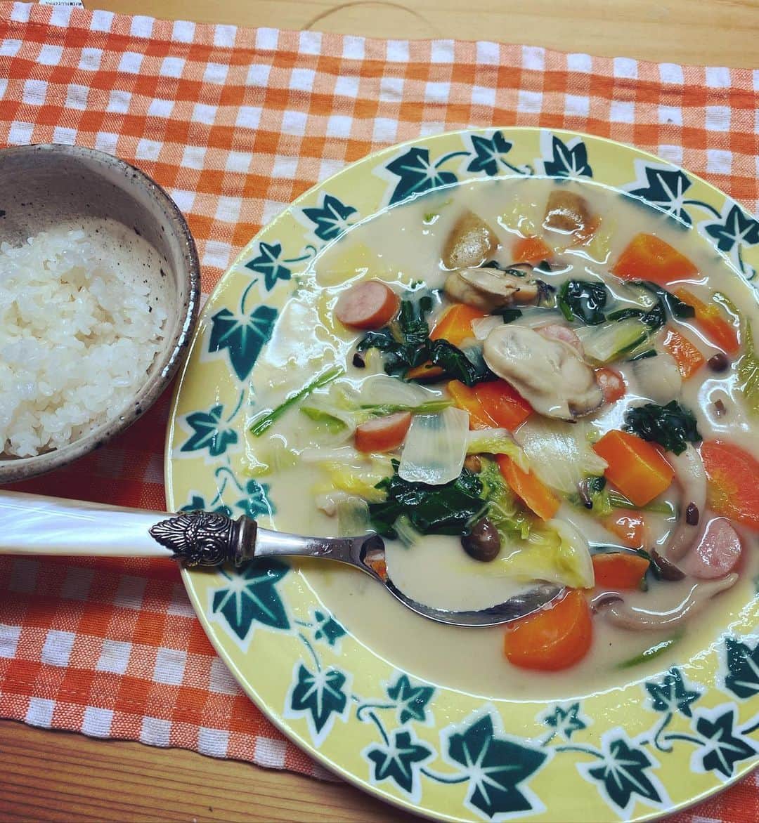 屬美於さんのインスタグラム写真 - (屬美於Instagram)「私の料理はおおらか料理らしい  いいのかわるいのか😂  #クリームシュー#牡蠣#アーモンドミルク」11月27日 11時23分 - mioyoga__style