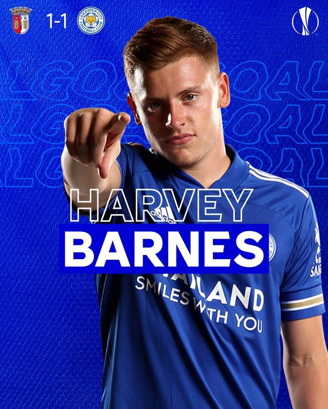 レスター・シティFCさんのインスタグラム写真 - (レスター・シティFCInstagram)「Harveyyyyyy! ⚽️  After the Foxes went behind early on, @harveybarnes97’s finish make it 1-1! 🙌  #lcfc • #UEL • #BrgLei • @harveybarnes97」11月27日 3時08分 - lcfc