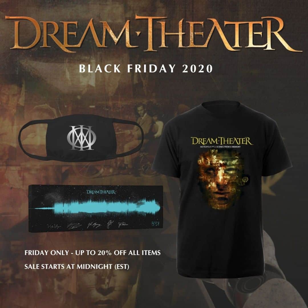 ドリーム・シアターのインスタグラム：「Dream Theater #BlackFriday2020 at dreamtheatershop.com, this Friday only - Up to 20% off all items, sale starts at midnight (EST).  #dreamtheater #blackfriday #sale #scenesfromamemory」
