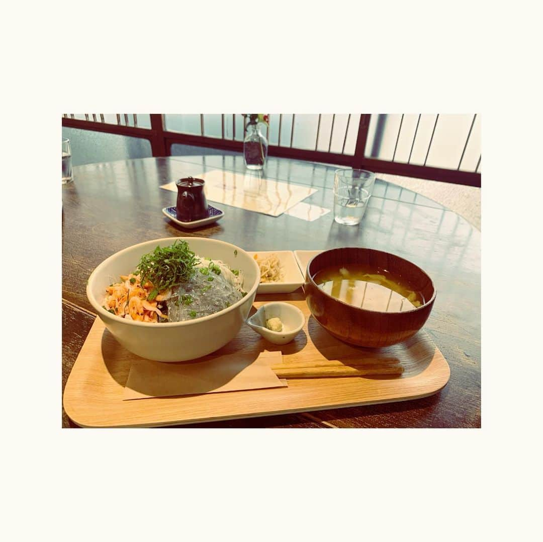 福島ゆかのインスタグラム：「：生しらす＆桜海老丼  生しらすって美味しいよね。  #生しらす #生しらす丼  #しらす #しらす丼  #桜海老 #二色丼  #和食 #インテリア #和室 #海の幸 #ごはん #ごはん記録  #ごはん日記  #食事記録」