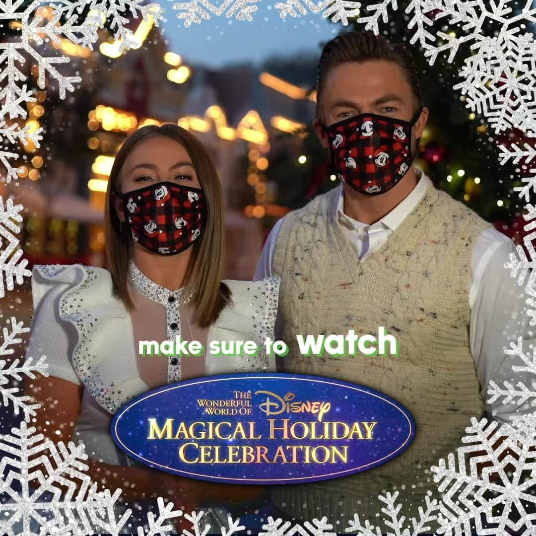 アメリカン・ブロードキャスティング・カンパニーのインスタグラム：「We're so excited to sit back and look at past festive performances with co-hosts @derekhough and @juleshough on #DisneyHolidayCelebration tonight!」