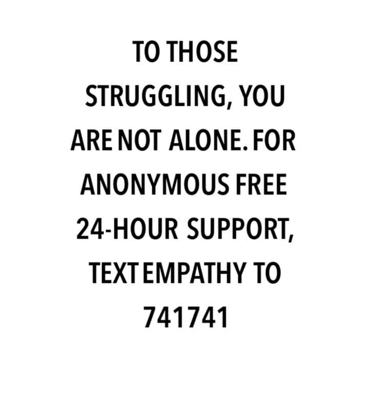 アシュレイ・ベンソンのインスタグラム：「Please share. Text EMPATHY to @crisistextline at 741741 for the support you deserve.」