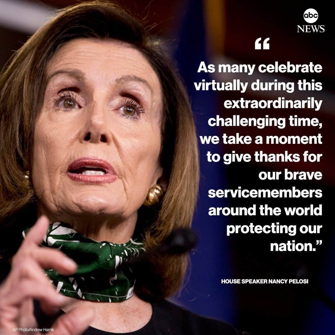 ABC Newsさんのインスタグラム写真 - (ABC NewsInstagram)「House Speaker Nancy Pelosi shared a message on Twitter to thank military service members on Thanksgiving.」11月27日 5時18分 - abcnews