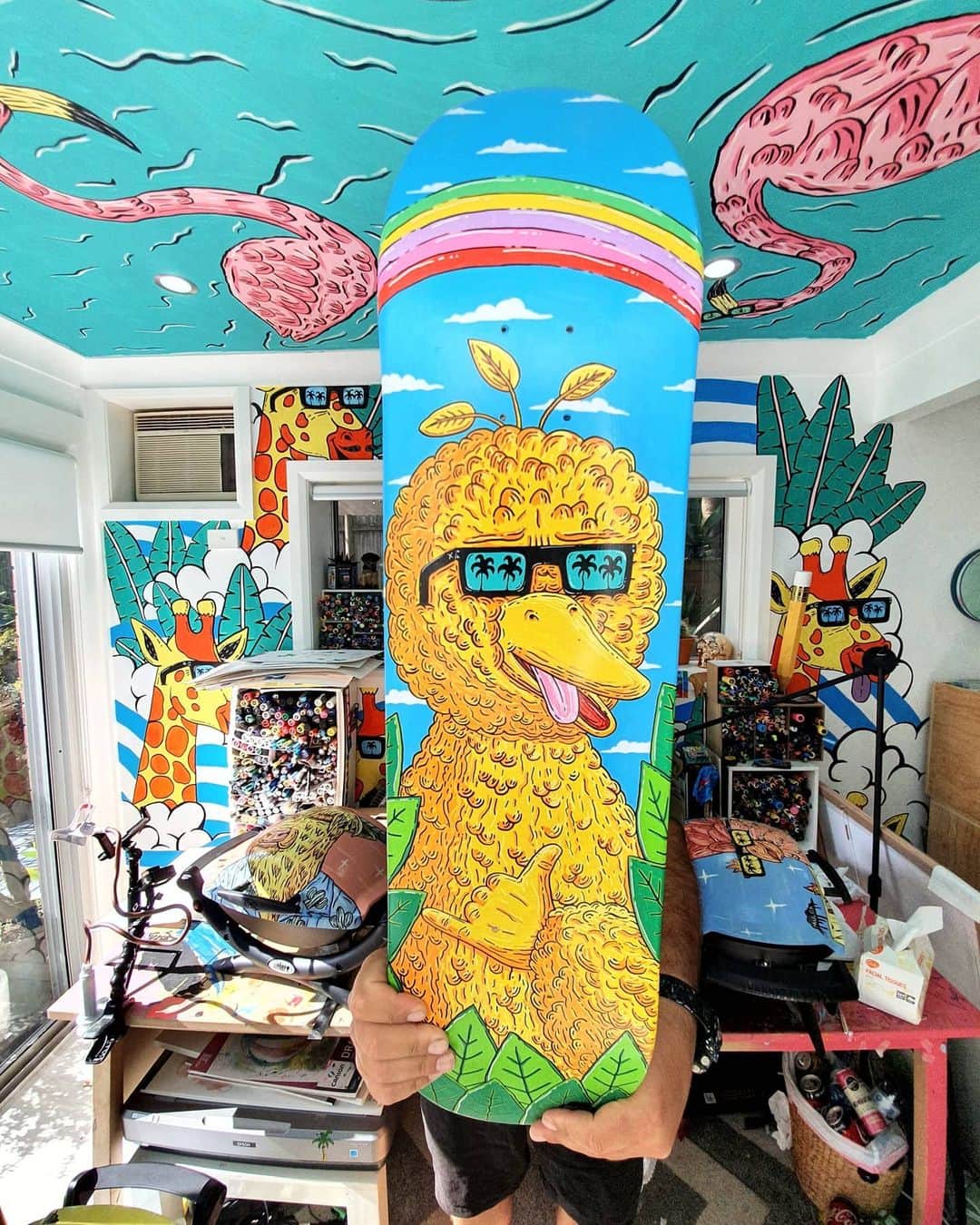 MULGAさんのインスタグラム写真 - (MULGAInstagram)「My Big Bird Shakas skatedeck is now up for auction online! 🐦🤙🌈🛹. ⁣ ⁣ Hit up the link in my bio to place your bid.⁣ ⁣ 100% of the sale price goes to building a life changing @MossFoundationSkaters permanent clean water scheme in Southern East Africa. ⁣ ⁣ You can see Big Bird in person and hundreds of other boards from today at the artshow in Melbourne. ⁣ ⁣ Off peak Covid Safe physical viewings. ⁣ MOSS wants to keep you safe & obey the Covid rules 🦠😷✅ ⁣ ⁣ Physical Gallery Viewing Times:⁣ Fri 27th Nov.  10am - 8:30pm⁣ Sat 28th Nov.  11am -6pm⁣ Sun 29th Nov. 11am -6pm⁣ Mon 30th Nov. 10am - 6pm⁣ Tue 1st Dec.  10am – 6pm⁣ Wed 2nd Dec. 10am - 6pm⁣ Thur 3rd Dec.  10am - 8:30pm⁣ Friday 4th Dec. 10am - 9:30pm⁣ Grand Finale Fri Dec 4th from 6:30pm⁣ ⁣ 🧲 MAGNET GALLERY 🧲 ⁣ SC G19, The District.⁣ 1/1 Wharf St, Docklands, Victoria, 3008. Australia⁣ (Near the Star Wheel & CostCo)⁣ @magnetgalleries⁣ Free tram from CBD⁣ Tram stop D11⁣ Tram routes 70, 86 & City Circle ⁣ Plenty of parking too!⁣ ⁣ Covid restrictionists apply to the number of people in the gallery at any one time. ⁣ So walk into the gallery all week, then bid on line.⁣ ⁣ #mulgatheartist #MossDeckArtShow #MossFoundationSkaters」11月27日 5時15分 - mulgatheartist