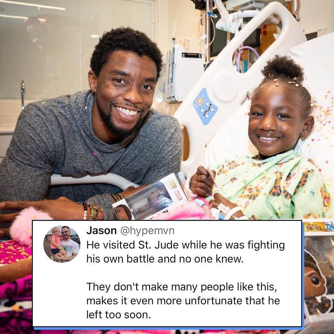 E! Onlineさんのインスタグラム写真 - (E! OnlineInstagram)「We're #ThankfulFor the legacy Chadwick Boseman left us with. We're thankful for his art, his strength, and his impact on the next generation. (📷: St. Judes/Marvel/Shutterstock)」11月27日 6時01分 - enews