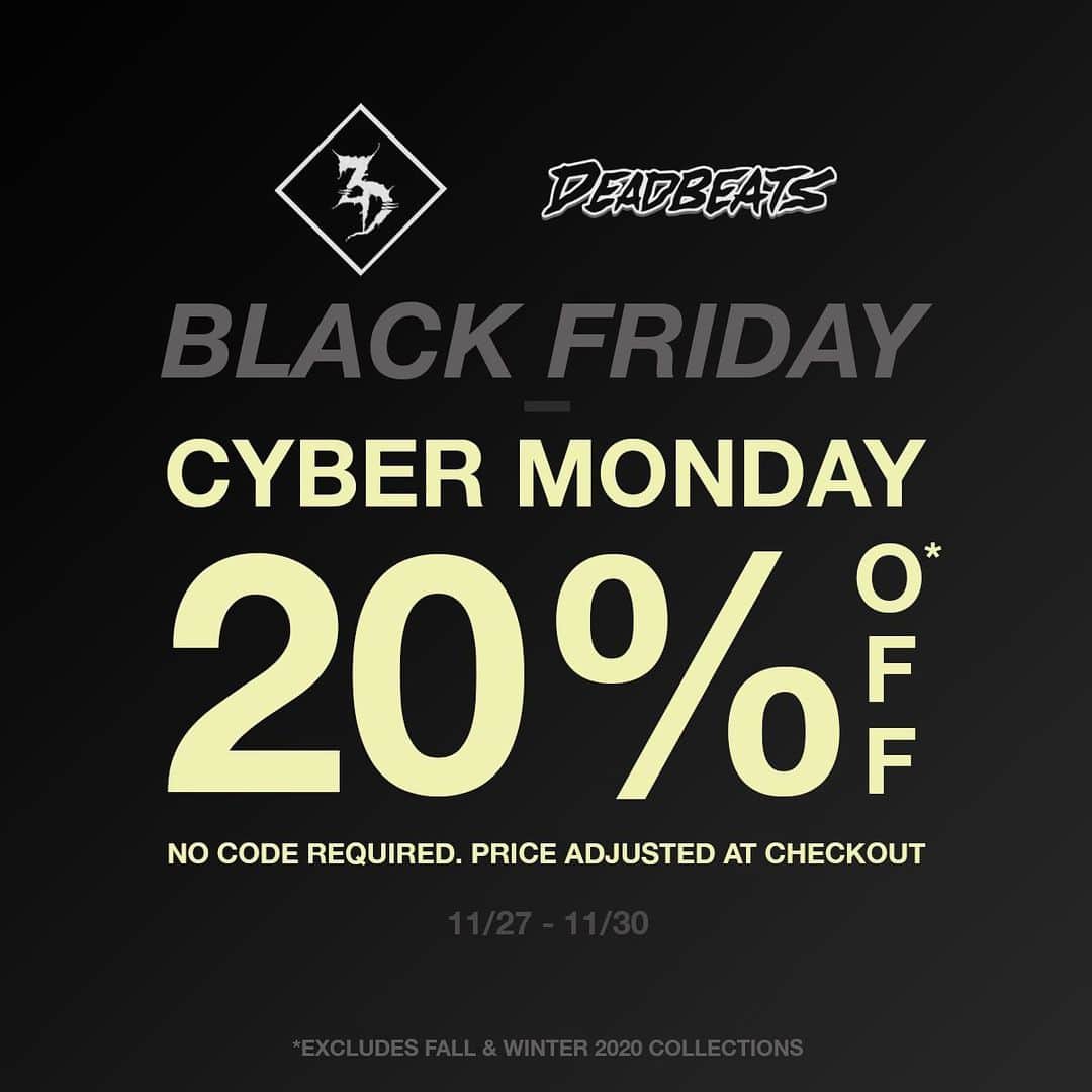 Zeds Deadのインスタグラム：「Our Black Friday sale begins tonight at midnight EST! 20% off select merch all weekend」
