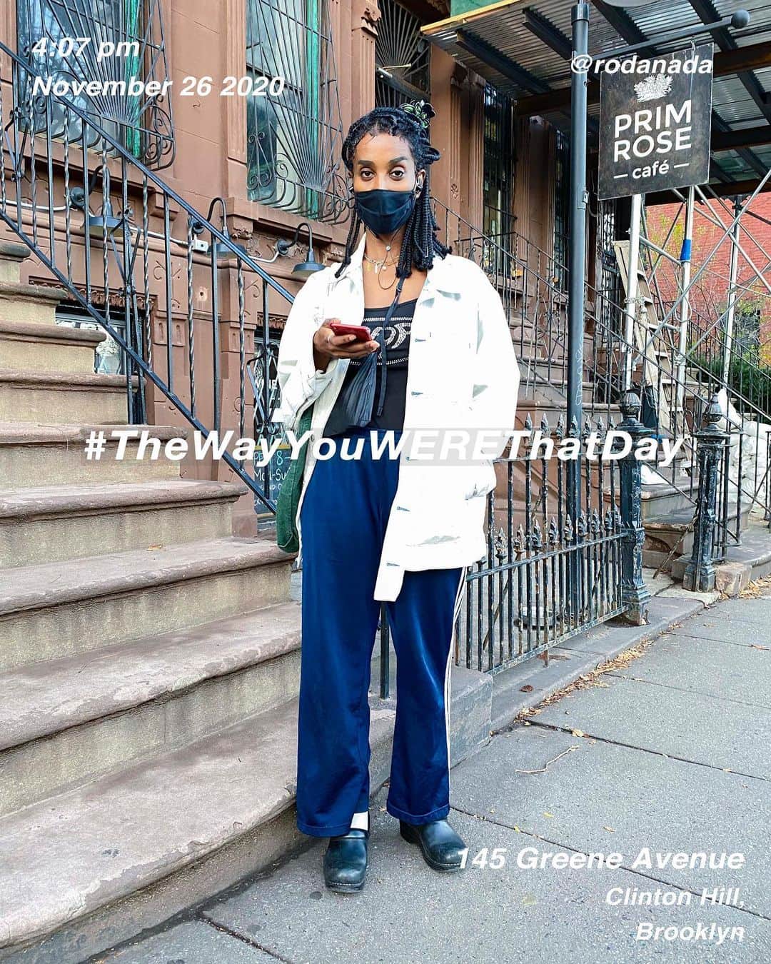 筒井心一のインスタグラム：「@rodanada on 145 #GreeneAvenue at 4:07 pm, November 26 2020, #Brooklyn #NewYork ﻿ #OutfitOfTheDay = #TheWayYouWEREThatDay  #TWYWTD #ShinichiTsutsui」