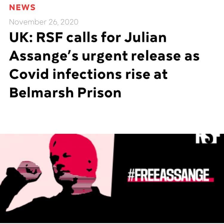 WikiLeaksさんのインスタグラム写真 - (WikiLeaksInstagram)「@rsfinternational calls for #JulianAssange’s immediate release as #Covid infections rise at #BelmarshPrison」11月27日 6時48分 - wikileaks