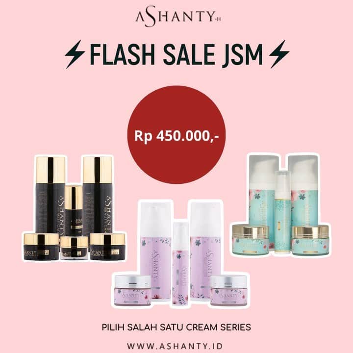 ASHANTY BEAUTY CREAM OFFICIALのインスタグラム：「⚡️FLASH SALE JSM ⚡️  Hi Ladiesss Flash Sale JSM is baaaack !! Yuuuk nikmati Special Promo JSM “Jumat, Sabtu, Minggu” dapatkan Ashanty Beauty Cream hanya Rp 450.000,- (Pilih salah satu series whitening, acne atau anti aging) dan GRATIS LIPMATTE Ash shade Love yang super duper keceeeeh !!!  Promo hanya berlaku selama jumat, sabtu dan minggu. Pesan sekarang juga sebelum kehabisaaanannn yaaa. Dapatkan wajah cerah dan berseri dengan merawat wajah menggunakan Ashanty Beauty Cream Series 🎉🎉🎉🛍  _____________________________ Informasi dan pemesanan  Ashanty Beauty Cream Chat Via WA : WA: 087778489900 WA: 085781140354 WA: 081293823950 WA: 081287388885 ⚡️ Fast Respons Click Link On Bio Instagram @ashantyid ❣️ ______________________________ #ashantybeautycream #creamashanty #skincareashanty #skincare #skincareartis #skincarelokal #creamwajah #creamperawatanwajah #obatjerawat #jerawat #kosmetik #krimwajah #creamwajah #whiteningcream #ashantyid #ashanty」